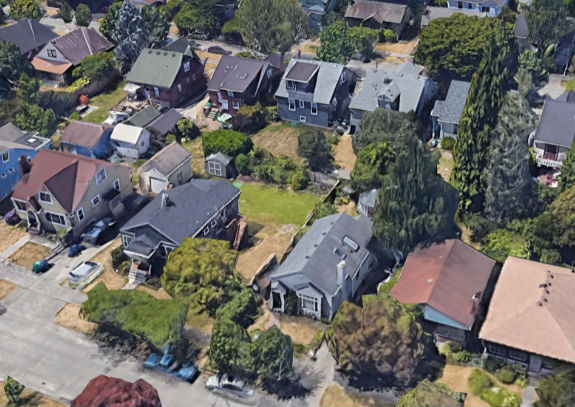 Backyard of Seattle home on Google Maps